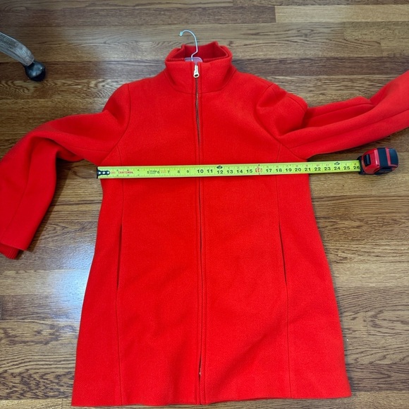 J CREW LODGE COAT IN ITALIAN STADIUM CLOTH WOOL Orange Red Size 14 - Picture 9 of 13
